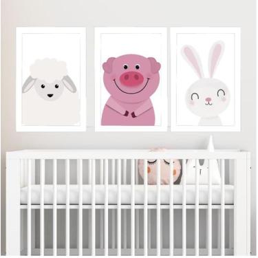 Imagem de Quadro Infantil Boho Bichinhos Mimados - Casa Com Atelier, Porquinho R