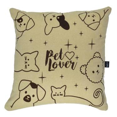 Imagem de Almofada Bege Pet Love 40x40cm - Serigrafada Frente e Verso - FASTLAR