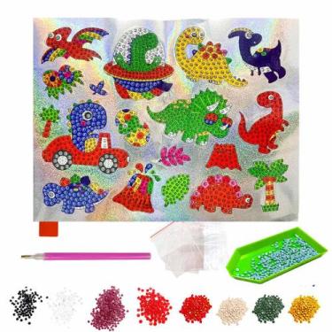Imagem de Adesivos de pintura infantil com diamantes diamond dinossauros  - ADB 
