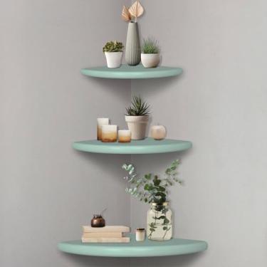 Imagem de KIAGA, Kit Prateleira de Canto de Parede Colorido em Mdf Laqueado Cor:Verde Paraíso;Tamanho:ÚNICO