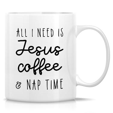 Imagem de Retreez Caneca engraçada Jesus Coffee Nap Time Christian Religious New Mom Caneca de café cerâmica 325 ml - Presente de aniversário inspirador motivacional para chá de bebê para amigo ele, sua colega