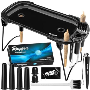 Imagem de roygra Conjunto de bandeja dobrável com carregador de cone, enchimento de cone, rolo sem corte - máquina de enrolar, máquinas de rolamento de metal para cones de tamanho king ou tamanho 1-1/4