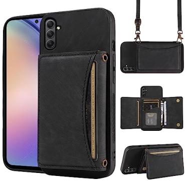 Imagem de Capa de telefone para Samsung Galaxy S24 Plus S24+ 5G Capa carteira com alça de ombro transversal, bolso de crédito de couro PU, suporte fino, bolsa para celular S24plus 24S + P 24 24+ meninas