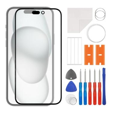 Imagem de SWARK Substituição da lente do painel externo de vidro frontal + OCA compatível com iPhone 15 Plus [6,7 polegadas] A3094, A2847, A3093, A3096 (sem tela LCD e digitalizador de toque) com kit de reparo