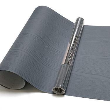 Imagem de Papel de parede de madeira para contato com papel de parede autoadesivo de madeira decorativo de 19,6" x 118" para móveis, grãos de madeira, papel de parede, descasque e cole papel de contato de filme PVC de vinil removível à prova d'água, 19 × 118 inches, Russian blue