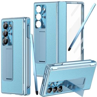 Imagem de YQODSZ Capa para Samsung Galaxy Z Fold 6 com suporte para caneta S e caneta stylus preta, capa de couro Z Fold 6 [capa de proteção de dobradiça de substituição] Capa protetora de tela embutida para Z