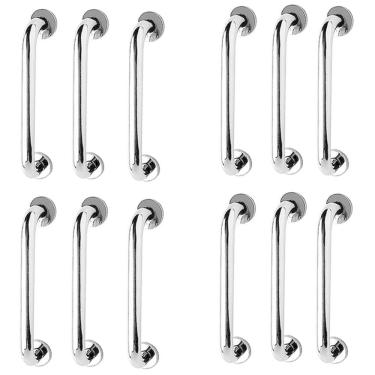 Imagem de Alça de Apoio Inox 30cm Barra Kit 12 Unidades Idoso Cadeirante Deficiente Box Banheiro Segurança Acessibilidade Corrimao Suporte Proteçao
