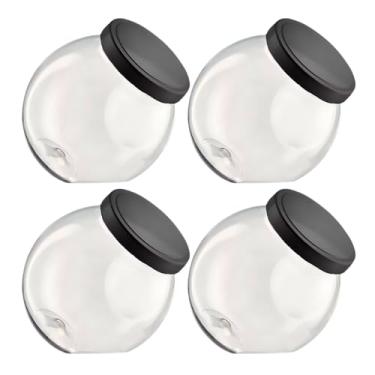 Imagem de Kit 4 Pote Baleiro Plástico 1,2l Redondo Porta Mantimentos Tampa De Rosca (Preto)