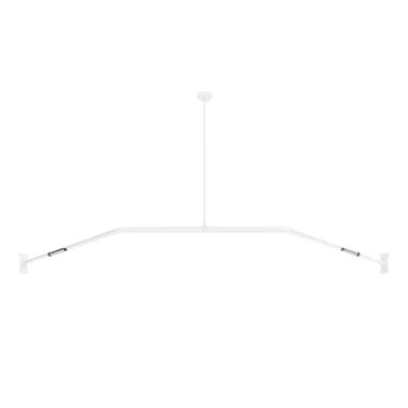 Imagem de Varão de cortina Naiture para loja de roupas, vestiário, usado em shoppings, boutiques, cantos de alumínio neo-angular com suporte de teto, 76 x 66 x 76 cm, acabamento branco brilhante