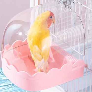 Imagem de Gaiola de pássaro tubo de banho periquito para periquito Lovebird acessórios para gaiola (rosa)