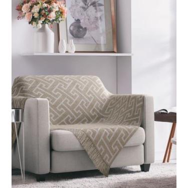 Imagem de Manta Para Sofá 1,70m x 1,40m Jacquard Adomes Bege, UN, Bege