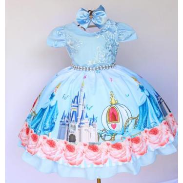 Imagem de Vestido Infantil Cinderela Festa Temática Luxo E Tiara - pingo de gent
