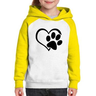 Imagem de Moletom Infantil Coração Patinha - Foca na Moda, Branco, Amarelo, 2