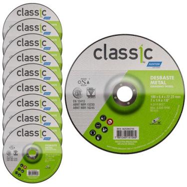 Imagem de Disco de Desbaste Metal 7 POL x 6.4 MM Furo 7/8 POL Classic Kit 10 Peç