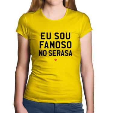 Imagem de Baby Look Algodão Eu sou famoso no Serasa - Foca na Moda, Amarelo, GG