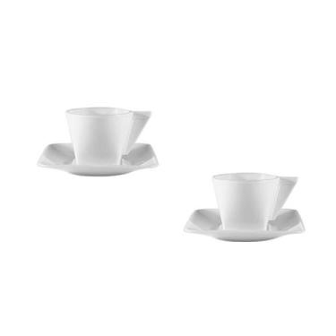 Imagem de Kit 2 Xícara E Pires Branco 50Ml Plástico - Bb Store