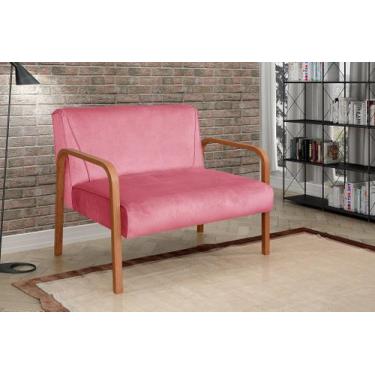 Imagem de Namoradeira Anita Sofá 2 Lugares Moderna Braço Madeira - BELLA DECOR