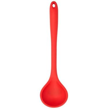 Imagem de Concha Silicone P/ Feijão Multiuso Cozinha Resistente 29cm Vermelho Mu