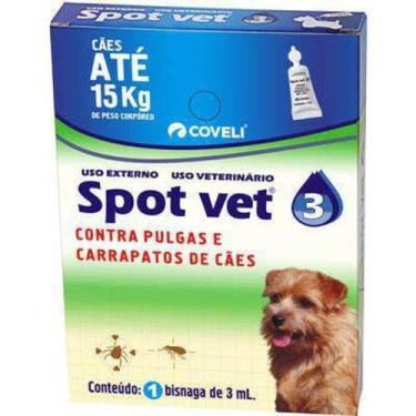 Imagem de Antipulgas Coveli Spot Vet 3 para Cães até 15 Kg 3 mL 1 Bisnaga - Bull