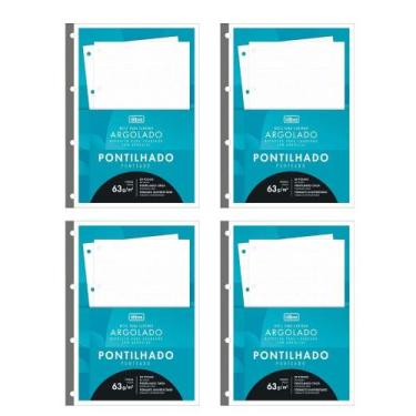 Imagem de Kit 04 Refil Caderno Argolado e Fichário Pontilhado Tiliflex 80 Folhas