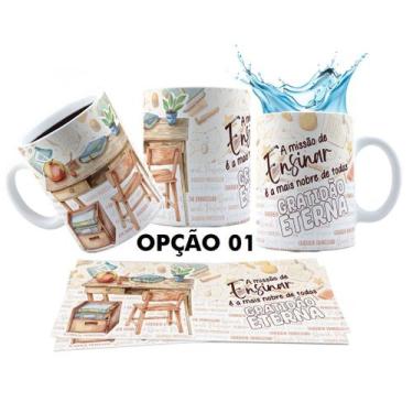Imagem de Caneca 325ml Aquarela Dia Dos Professores Obrigada - LARANJA E MIMOS