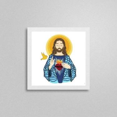 Imagem de Quadro Quadrado Sagrado Coração De Jesus 20x20cm - Quadros On-line, Ma