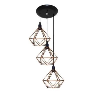 Imagem de Luminaria Pendente Aramado retrô 03 Juntos Na Mesma Canopla - Mesa de 