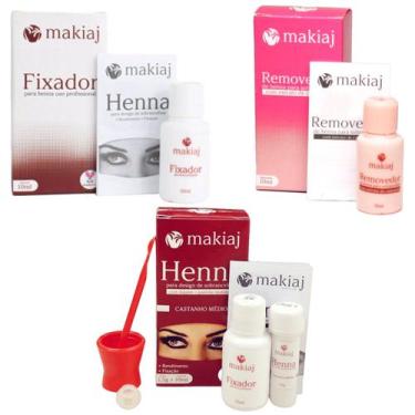 Imagem de Kit Henna Makiaj para sobrancelha Removedor Extrato de Camomila Fixado