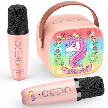 Imagem de Máquina de microfone de karaokê Delighkidz Unicorn com 2 microfones 4-
