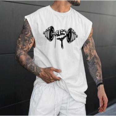 Imagem de Camiseta Regata Oversized Cavada Academia Treino Estiloso halteres - S