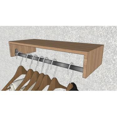 Imagem de kit 3 Cabideiros Prateleira Araras Roupas 63x12x25 Cm  MDF (20) - MOVE