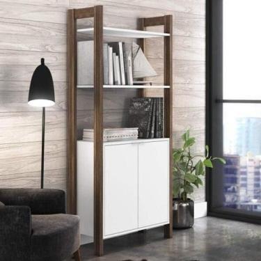 Imagem de Estante 2 Portas 2 Prateleiras AZ Tecno Mobili - Branco/Nogal, Branco