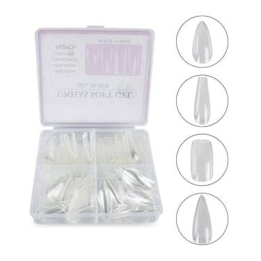 Imagem de Kit 192 Unhas Postiças Almond Bailarina Quadrada Stiletto