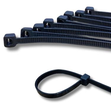 Imagem de Abraçadeira Nylon Enforca 2,5 x 80mm Kit C/ 100 Un Cinta Plástica Fixadora Fita Hellerman 8cm Preta
