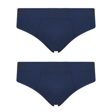 Imagem de Kit 2 Cueca Selene Masculina Slip Microfibra sem costura, Azul, P