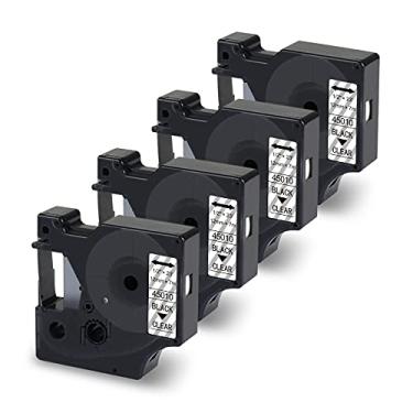 Imagem de UNOKA Compatível com Dymo D1 45010 Black on Clear Label Tape Refil S0720500, 12 mm x 7 m para LabelManager 160 280 220P 450 360D 210D Label Maker, pacote com 4