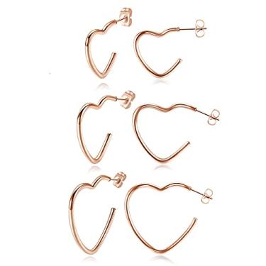 Imagem de PiercingJ Conjunto de brincos de argola de aço inoxidável, 6 peças, brincos de argola pequenos para mulheres, 20 mm a 30 mm, Aço inoxidável, pirita de ferro