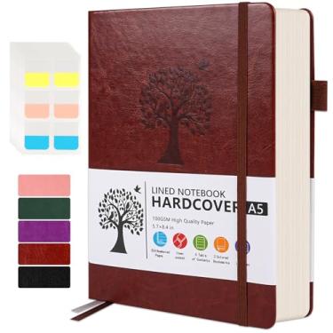 Imagem de Sekncainy Caderno pautado largo para mulheres e homens, caderno de couro forrado com capa dura A5, 324 páginas numeradas de 100 g/m², caderno grosso para escrever, estudar, trabalhar, campus, escola,