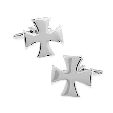 Imagem de Abotoaduras com design de cruz templária Knights Punhos prateados