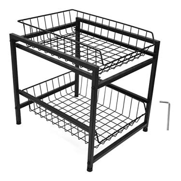 Imagem de Prateleira de armazenamento de cozinha de 2 camadas Vomeko, organizador, cesta de armário deslizante, organizador de gaveta de armário multiuso, para casa, cozinha, banheiro,