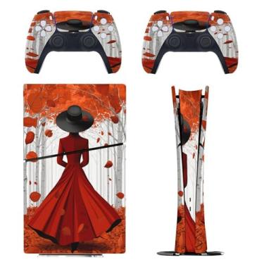 Imagem de Skin for PS5 Slim Digital Edition, capa adesiva para console e controle PlayStation 5, película protetora removível fácil de envolver acessórios de jogo decalque capa completa - menina