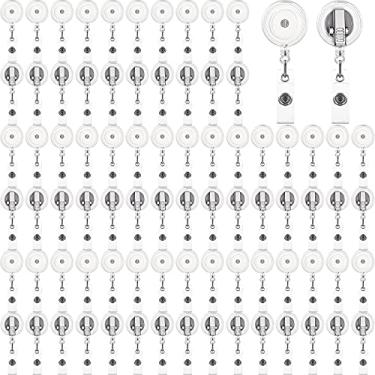 Imagem de Fulmoon 100 bobinas transparentes e retráteis, porta-crachás, crachás, carretéis de identificação com clipe giratório de jacaré e alça de cartão de vinil para enfermeiros, voluntários, professores