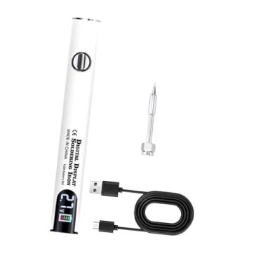 Imagem de Baoblaze Kit de ferro de solda sem fio portátil usb recarregável doméstico 510 linha premium caneta solda elétrica tensões ajustáveis, Conjunto Branco