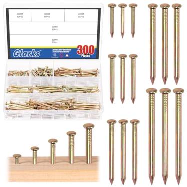 Imagem de Glarks Kit sortido de 300 peças de pregos de aço de tijolo de 20/30/40/50/60 mm, prego de parede de concreto galvanizado colorido para pendurar fotos e marcenaria, pregos de cimento adequados para