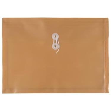 Imagem de JAM PAPER Envelopes de plástico com fecho de botão e cordão - Folheto Legal - 23,5 x 35,5 cm - Ouro - Pacote com 3