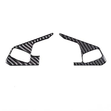 Imagem de Adesivo de capa de botão de volante de fibra de carbono macio apto para Chevrolet Corvette C8 2020-2023, acabamento adesivo de moldura de proteção de painel de volante de carro, 2 peças (preto - adequado para três botões)