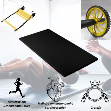 Imagem de Colchonete Confortável Treino Fitness Escada Funcional+ Rodinha Para A