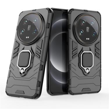 Imagem de Capa Protetora Magnética Anti-quedas para Xiaomi Mi 14 Ultra, Suporte Giratório + Proteção Militar (Preto)