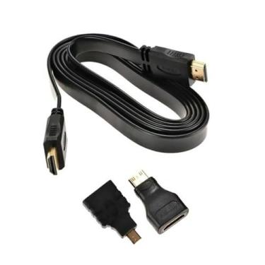 Imagem de Conjunto de adaptadores micro HDMI para mini HDMI portátil Plug and Play 1,5 m 1080p cabo HDMI com micro adaptadores banhados a ouro