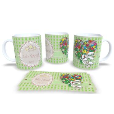 Imagem de Caneca de Porcelana Branca Personalizada Coleção Páscoa Feliz